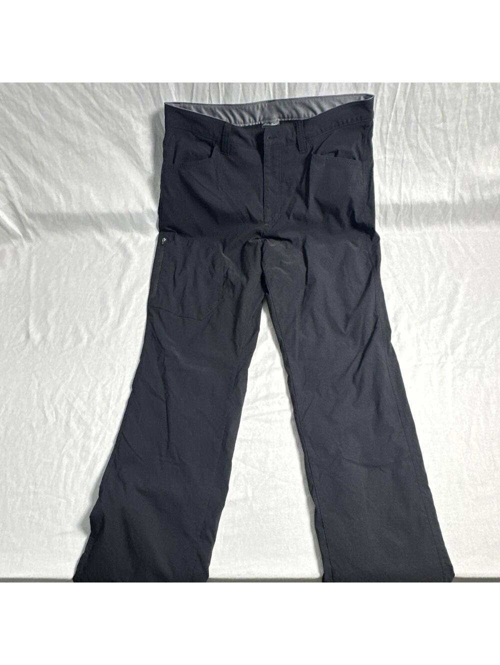 0027 Eddie Bauer Travex Men’s Black Fleece Lined Pants 34W Straight Regular Fit
